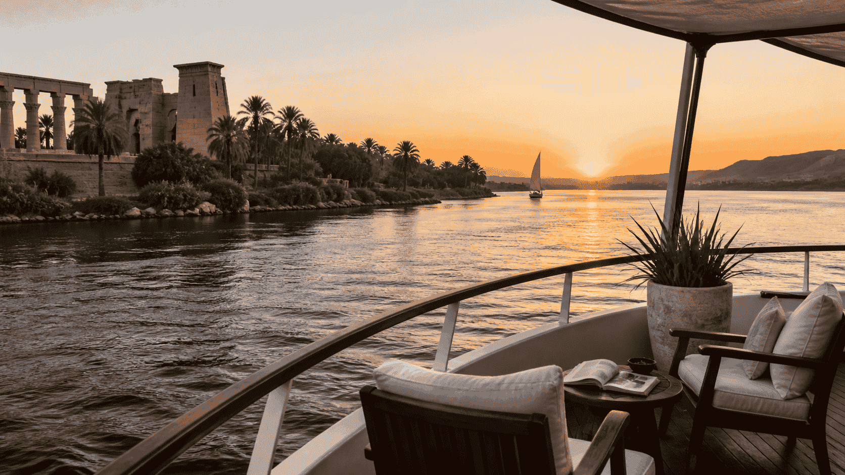 Nile cruise from Luxor to Aswan at sunset